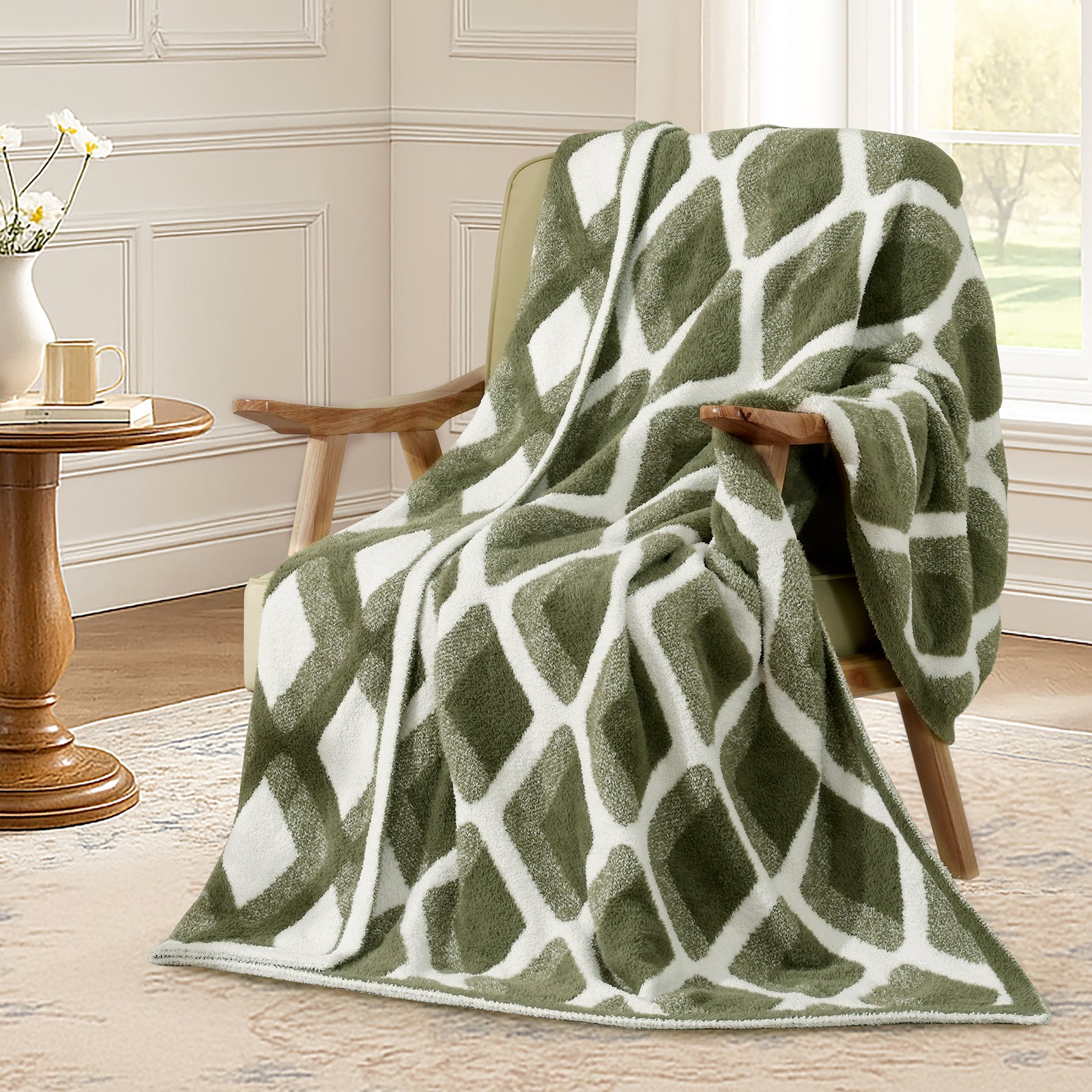 Checkered Throw Blanket-Diamond Green – Amélie Home