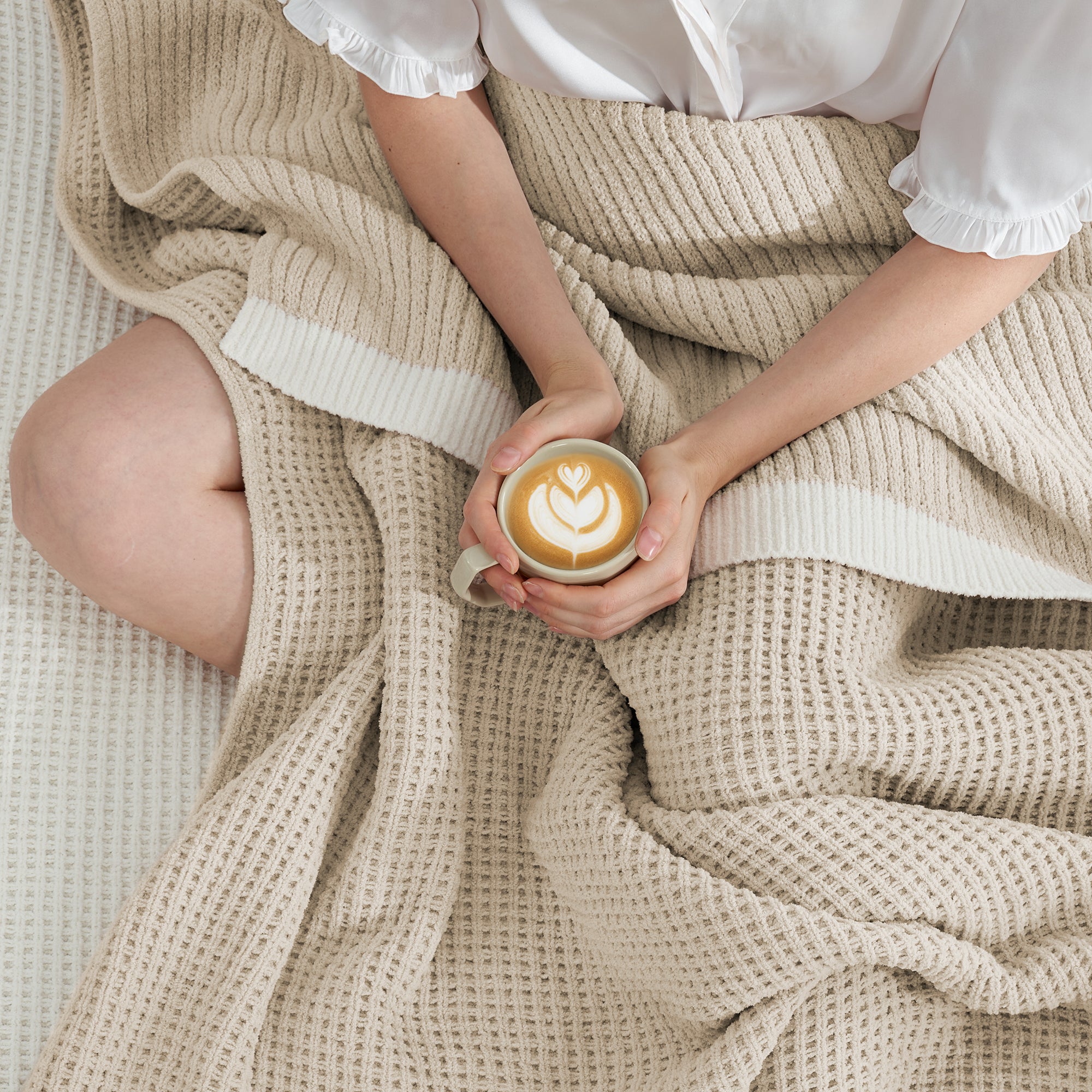 Chenille Waffle Throw Blanket-Beige