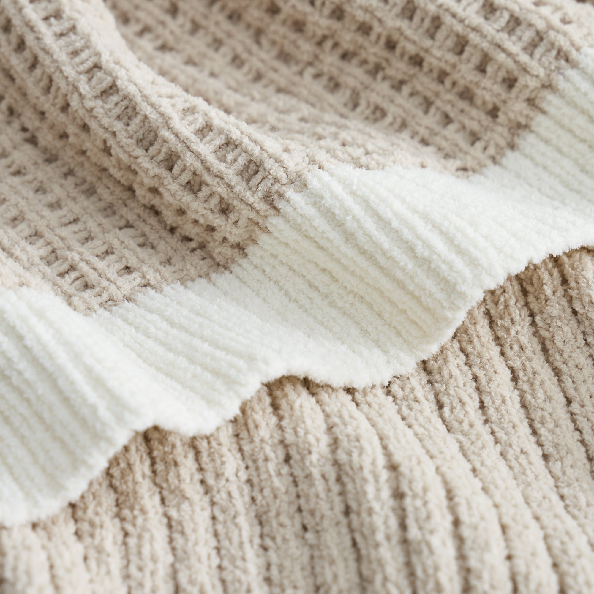 Chenille Waffle Throw Blanket-Beige