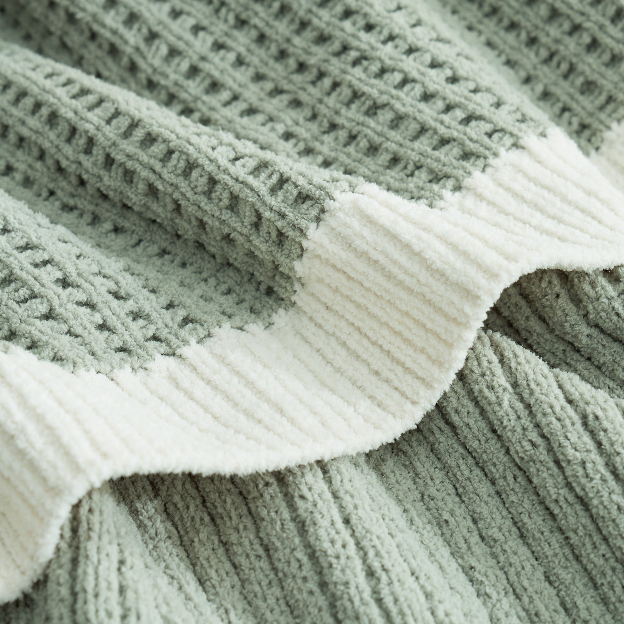 Chenille Waffle Throw Blanket-Sage Green