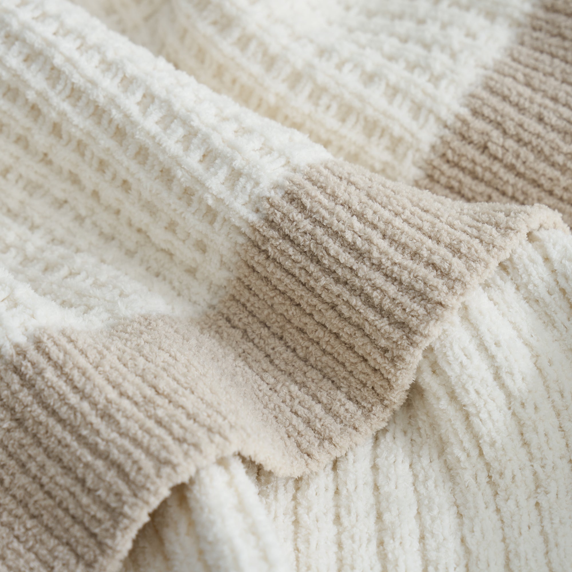 Chenille Waffle Throw Blanket-Ivory